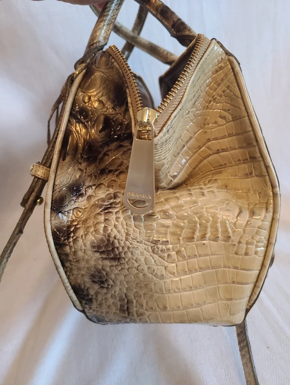 Brahmin Faye Croc-Embossed Leather Satchel Handbag